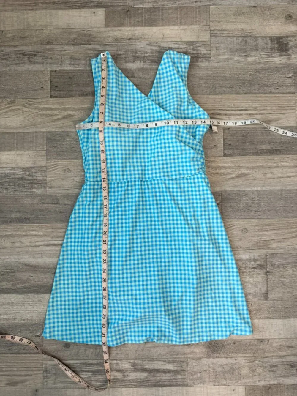 Land's End NWOT Women's Blue Check Swim Dress Size 12 K1